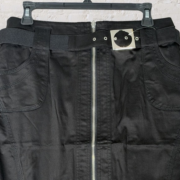 Dalia Collection Black Front Zip Pencil Skirt Size 8 Pockets Stretch Mod NWT - Picture 4 of 13